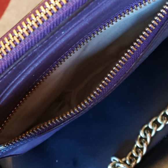 Purple Coach bag with gold strap. - Picture 3 of 5